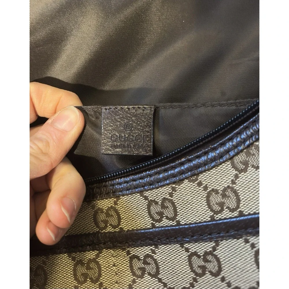 Gucci Diaper Bag Monogram Shoulder Crossbody Canvas Brown Authentic - Picture 10 of 11